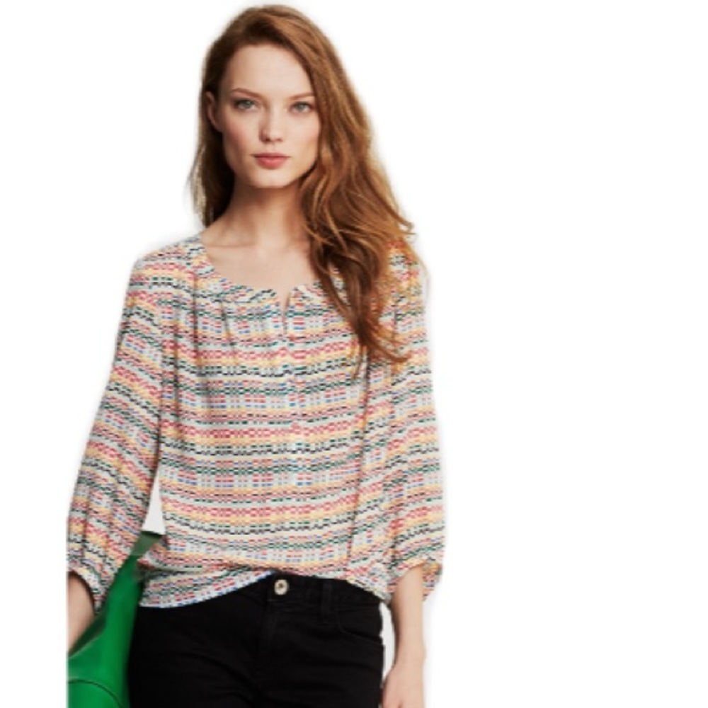 Banana Republic Rainbow Pixel Print Blouse Women’s Size Small Bright Printed Top
